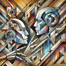 cubist imagination of human and AI interaction